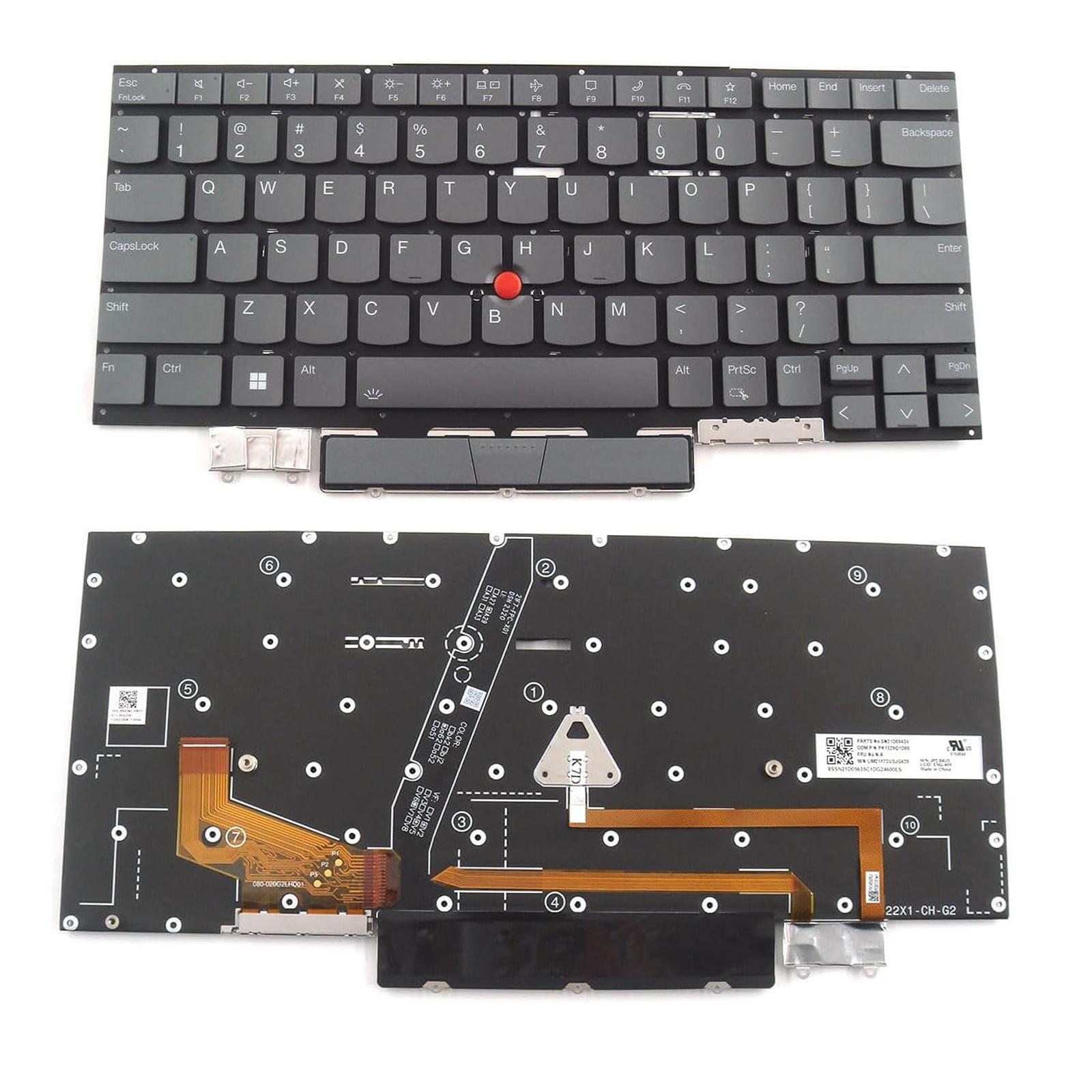 Клавиатура за лаптоп Lenovo ThinkPad X1 Yoga Gen 6 Gen 7 Gen 8 Сива Без Рамка с Малък Ентър, с Подсветка