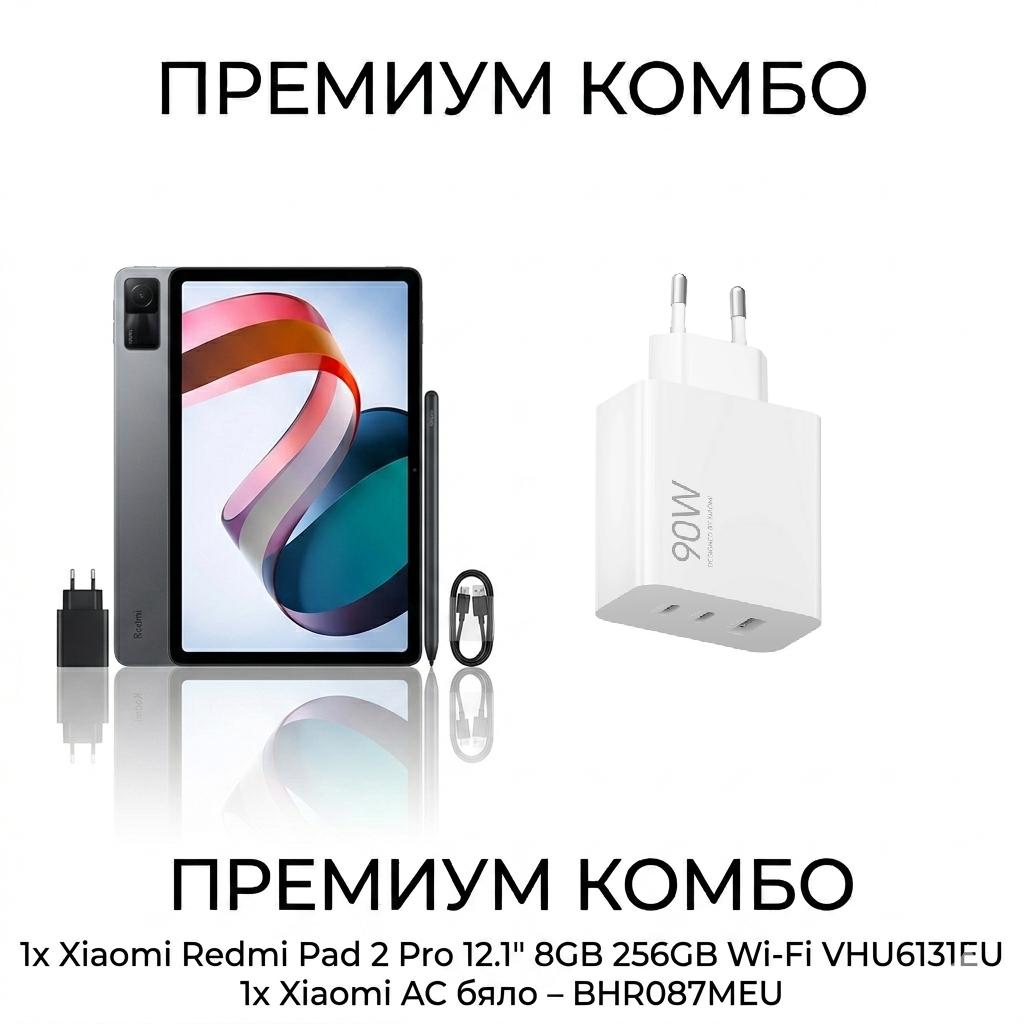 Комплект Xiaomi Redmi Pad 2 Pro 12.1" 8GB 256GB Wi-Fi VHU6131EU и Xiaomi AC бяло – BHR087MEU | JAR Computers Комплект Xiaomi Redmi Pad 2 Pro 12.1" 8GB 256GB Wi-Fi VHU6131EU и Xiaomi AC бяло – BHR087MEU