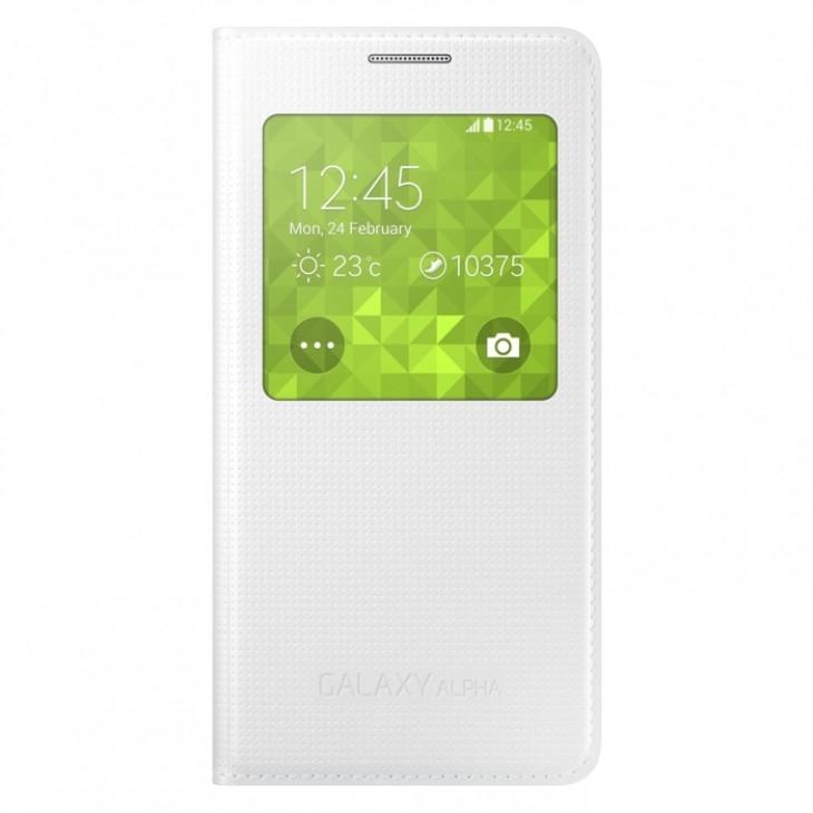 Оригинален кожен калъф за Samsung Galaxy Alpha - Samsung S-View Cover EF-CG850BWEGWW (бял) | JAR Computers Оригинален кожен калъф за Samsung Galaxy Alpha - Samsung S-View Cover EF-CG850BWEGWW (бял)