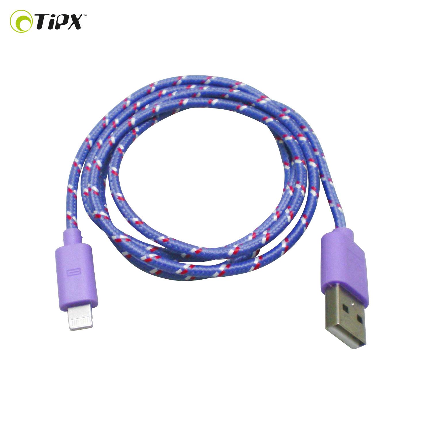 Плетен Lightning кабел за iPhone, iPad, iPod (2 метра) - TIPX Sync and Charge Lightning (лилав) | JAR Computers Плетен Lightning кабел за iPhone, iPad, iPod (2 метра) - TIPX Sync and Charge Lightning (лилав)