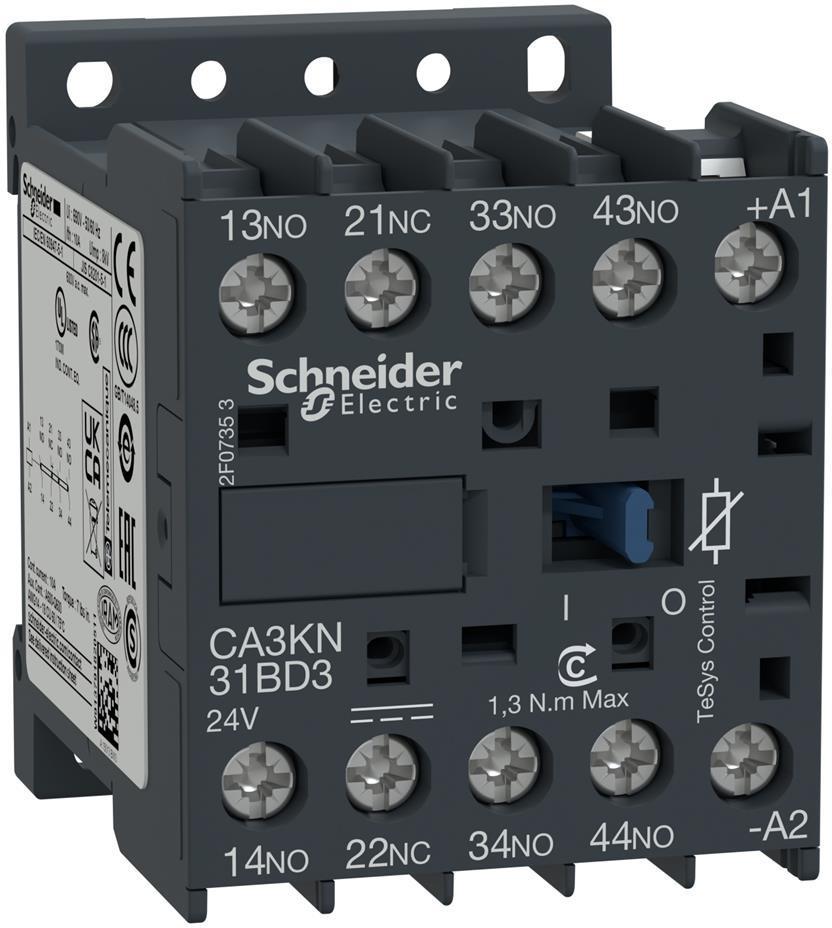 Спомагателен контактор TeSys K 3NO+1NC <=690V с диод 24Vdc SE | JAR Computers Спомагателен контактор TeSys K 3NO+1NC <=690V с диод 24Vdc SE