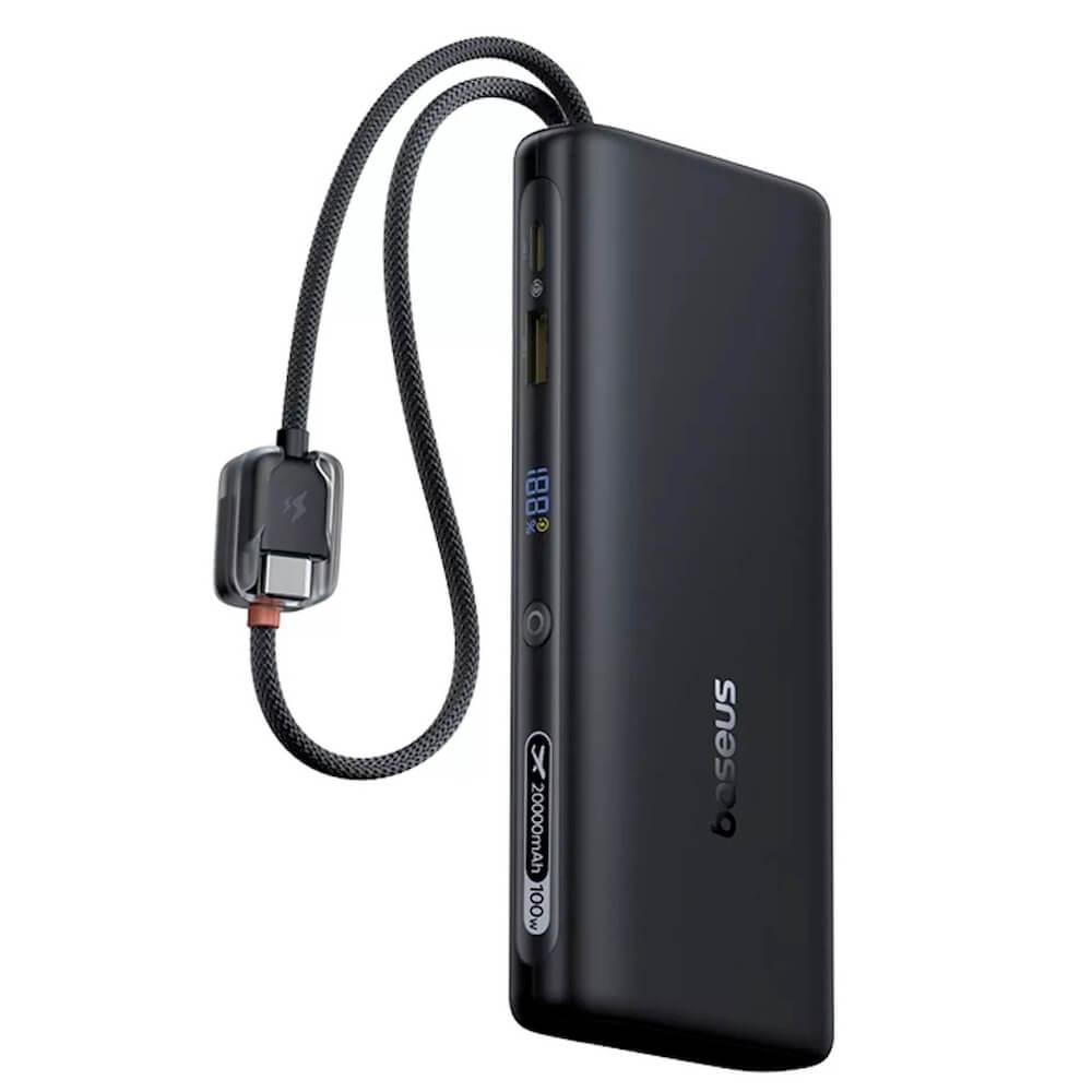 Външна батерия с вградени USB-C кабели, USB-A и USB-C изходи и технология за бързо зареждане - Baseus EnerFill FC41 Digital Display Power Bank 100W 20000 mAh (E0028N03) (черен) | JAR Computers Външна батерия с вградени USB-C кабели, USB-A и USB-C изходи и технология за бързо зареждане - Baseus EnerFill FC41 Digital Display Power Bank 100W 20000 mAh (E0028N03) (черен)