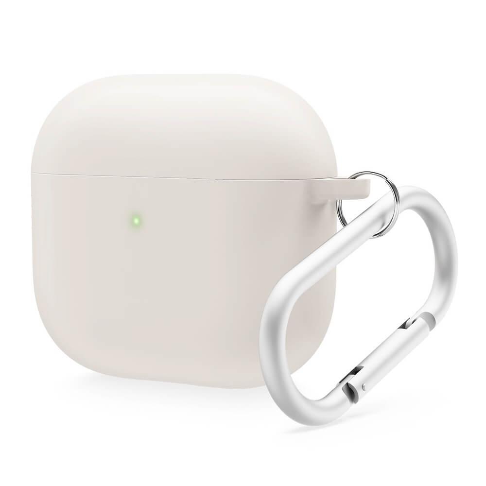 Elago AirPods 4 Liquid Hybrid Hang Case - твърд силиконов кейс с карабинер за Apple AirPods 4 (бежов)