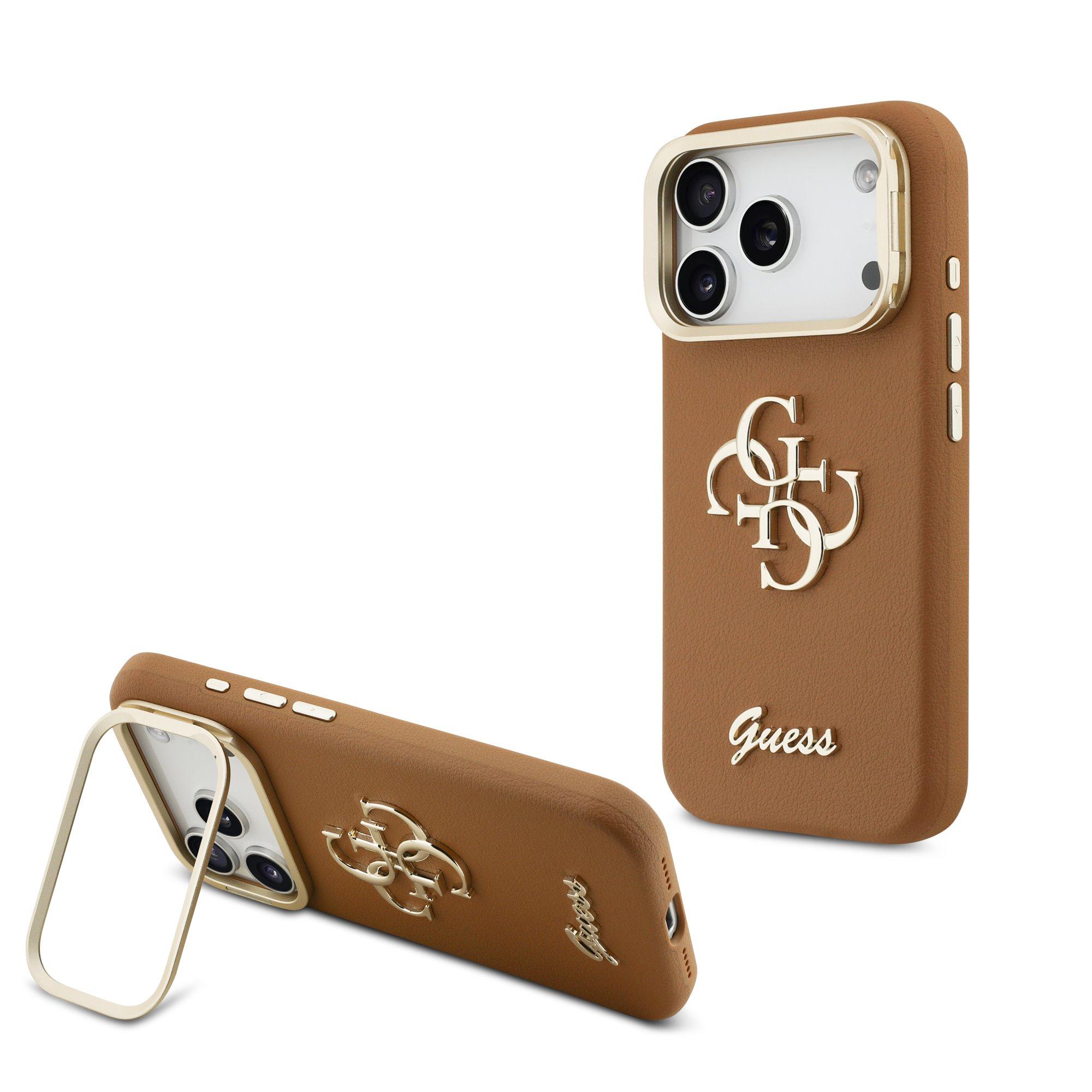 GUESS Калъф Apple iPhone 17 Pro Max, PU Grained 4G Logo Stand Camera Frame, кафяв - GUHCP17XPCS4GSW | JAR Computers GUESS Калъф Apple iPhone 17 Pro Max, PU Grained 4G Logo Stand Camera Frame, кафяв - GUHCP17XPCS4GSW