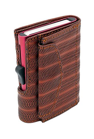 Картодържател C-SECURE XL с портфейл и монетник, Red Metallic leather | JAR Computers Картодържател C-SECURE XL с портфейл и монетник, Red Metallic leather