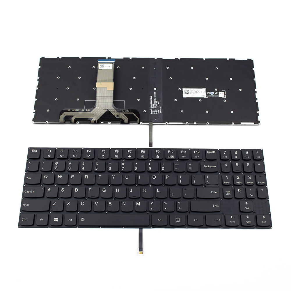 Клавиатура за лаптоп Lenovo Y520 Y720 Черна Без Рамка с Бяла Подсветка / Black Without Frame US/UK Backlit
