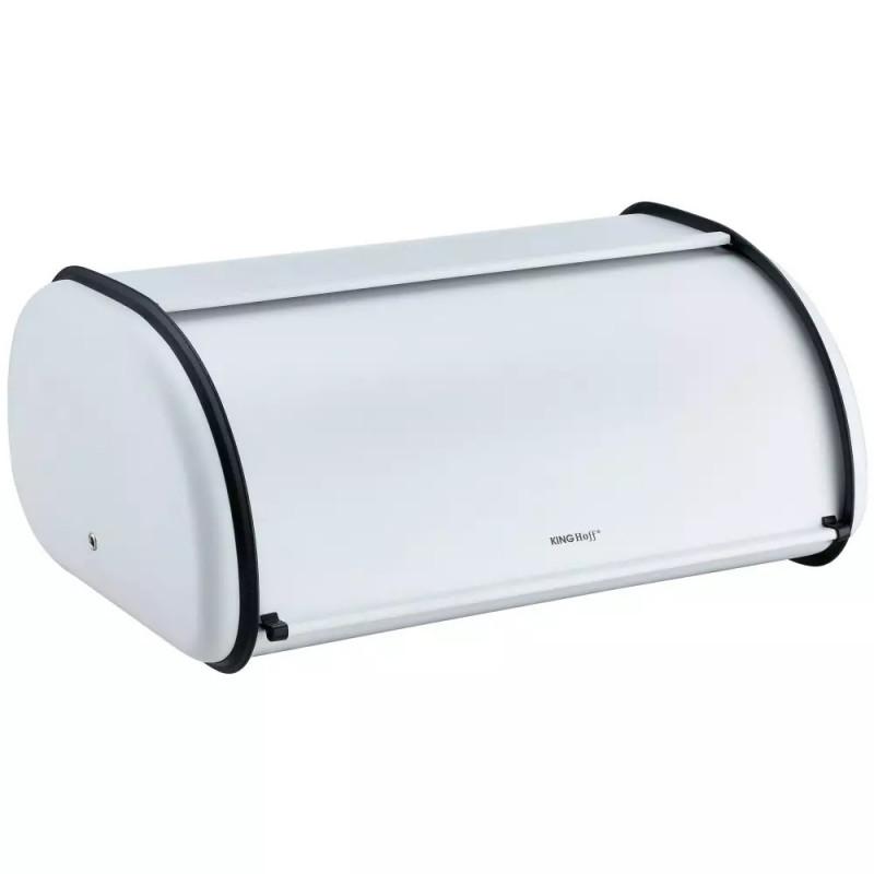 Кутия за хляб Kinghoff KH 1864, 44 см, Плавно отваряне и затваряне, Стомана, Бял | JAR Computers Кутия за хляб Kinghoff KH 1864, 44 см, Плавно отваряне и затваряне, Стомана, Бял