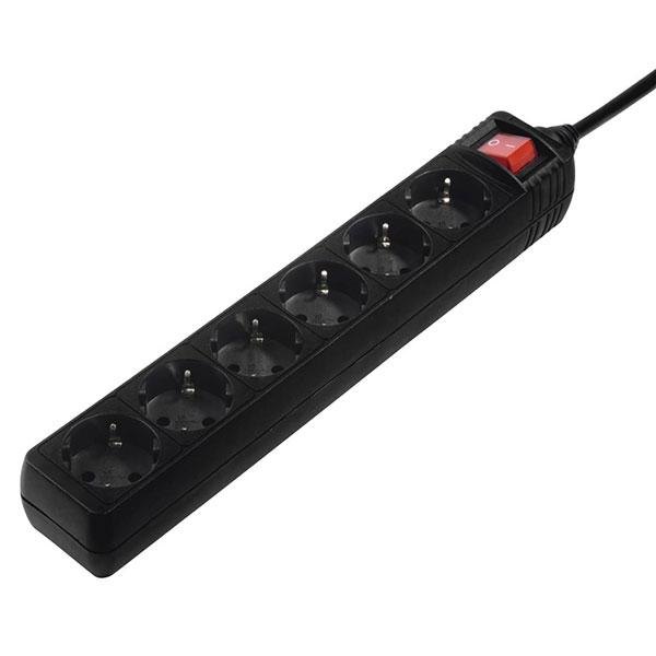 Power strip HAMA 30394 6x w/1.4m cable, Black
