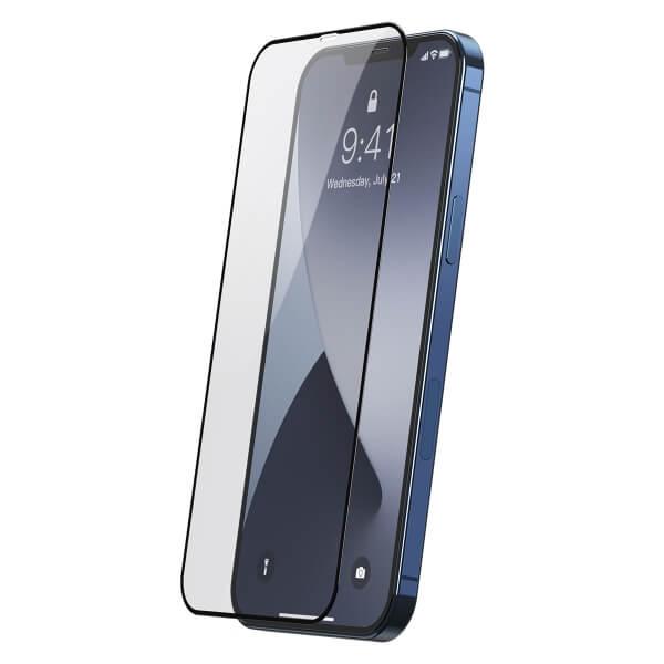 Стъклено защитно покритие за целия дисплей на iPhone 12, iPhone 12 Pro (прозрачен-черен) - Baseus Full Screen Curved Tempered Glass (SGAPIPH61P-KC01) (2 броя) | JAR Computers Стъклено защитно покритие за целия дисплей на iPhone 12, iPhone 12 Pro (прозрачен-черен) - Baseus Full Screen Curved Tempered Glass (SGAPIPH61P-KC01) (2 броя)