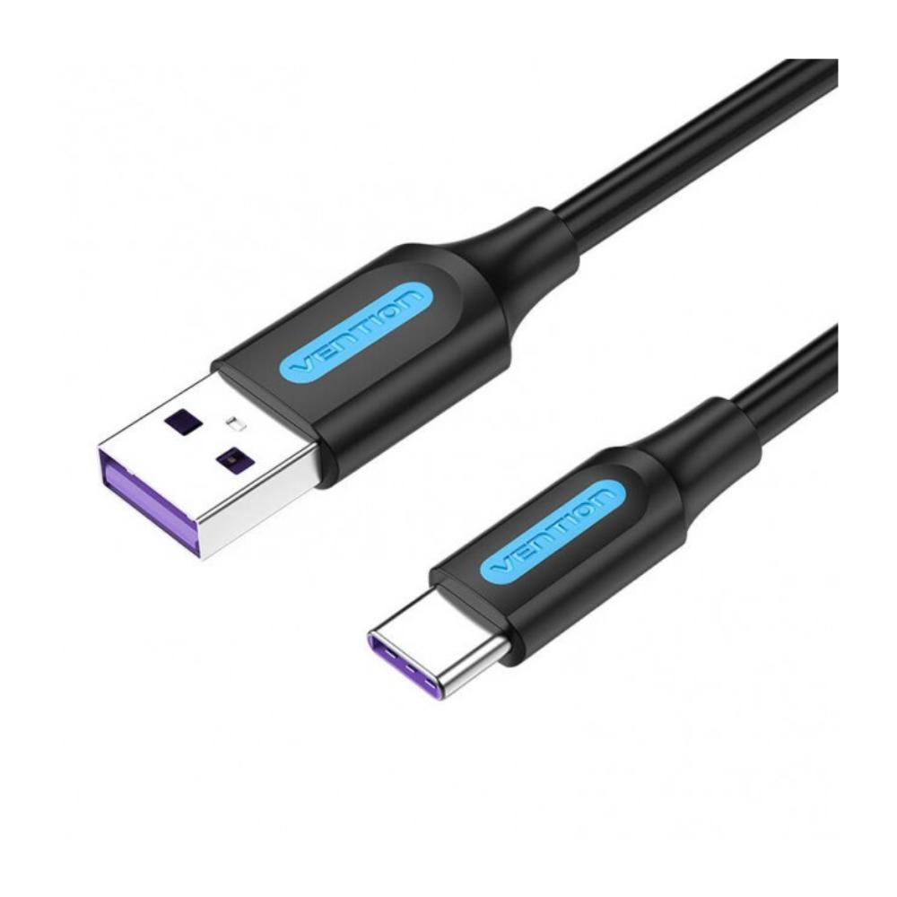 VENTION USB 2.0 A Male to Type-C Male 5A Cable 3M Black PVC Type (CORBI) (VENCORBI)