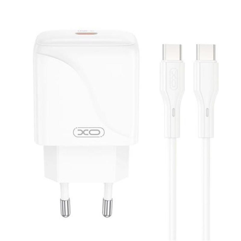 XO 220V 20W, USB-C, кабел C-C, бял - L141  | JAR Computers XO 220V 20W, USB-C, кабел C-C, бял - L141