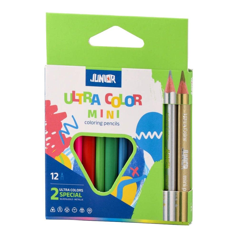 Цветни моливи Junior Ultra Color, мини, 12 цвята