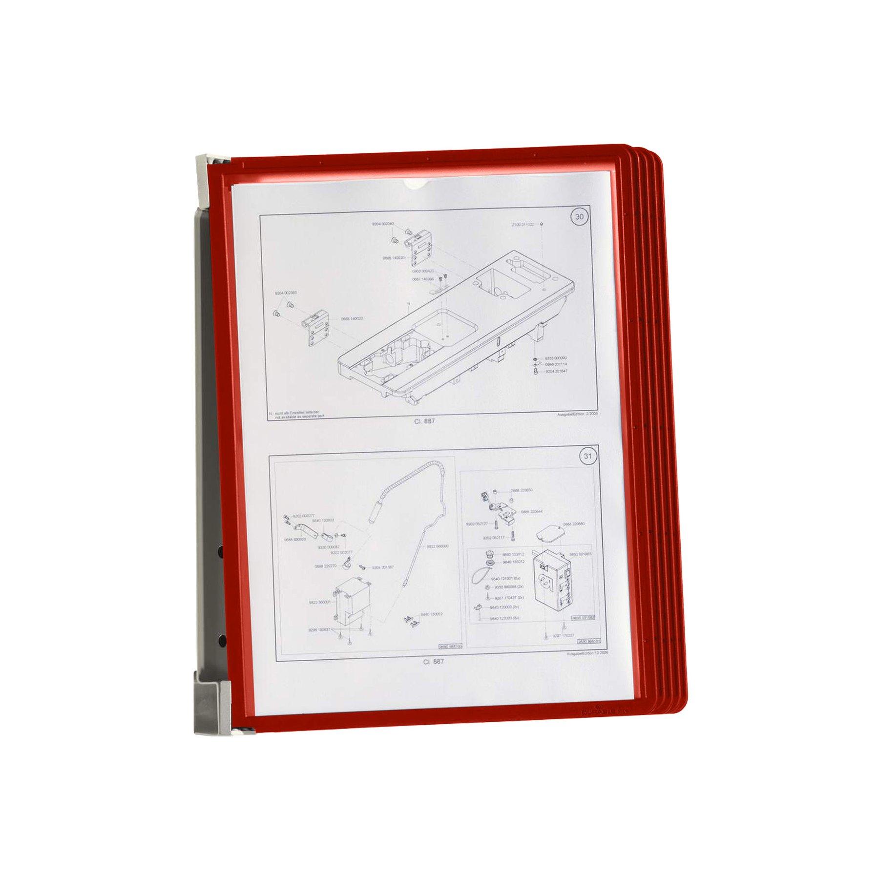 Durable Информационна система Vario Magnetic Wall, A4, с 5 джоба, червена | JAR Computers Durable Информационна система Vario Magnetic Wall, A4, с 5 джоба, червена