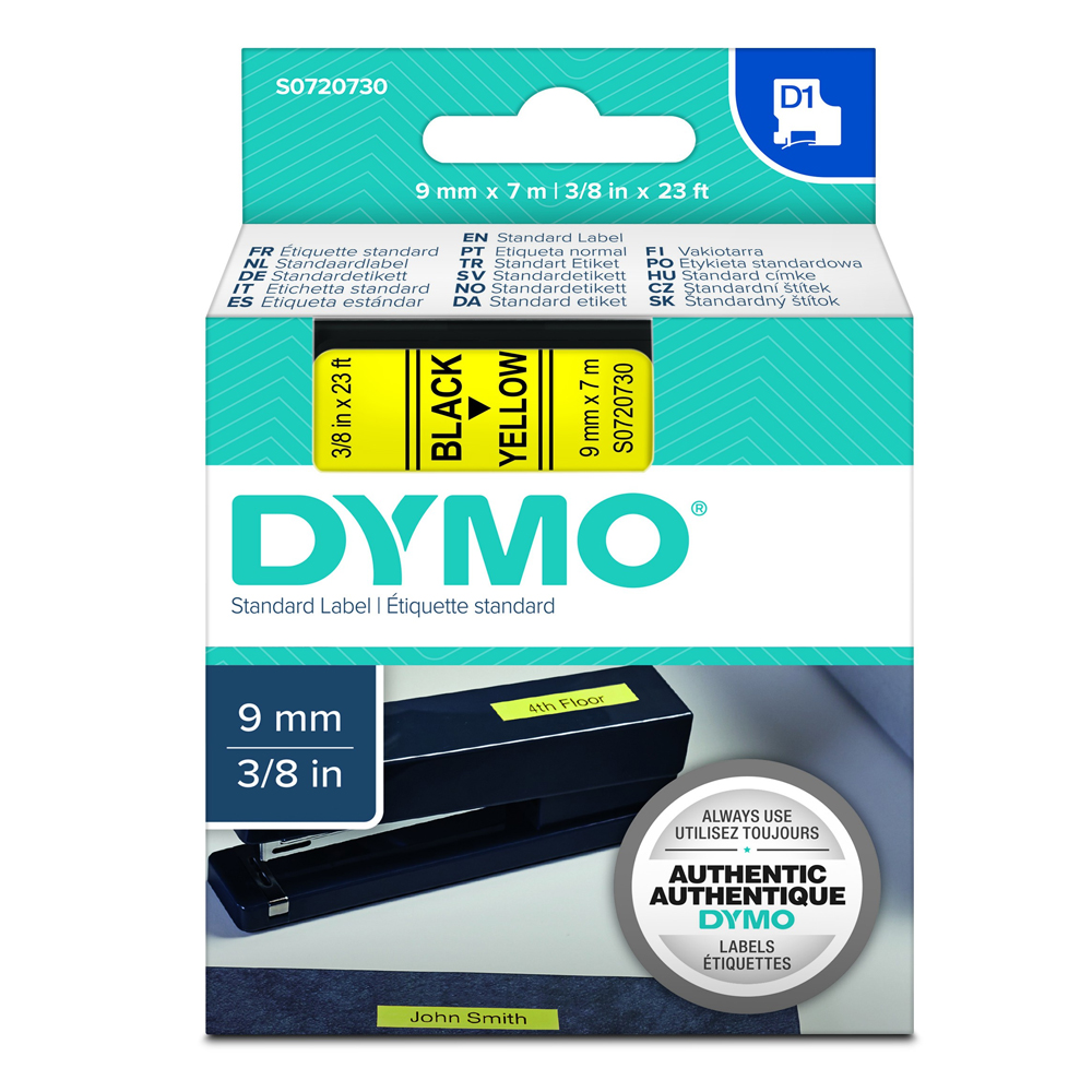 DYMO 40918 TAPE BLACK ON YELLOW (S0720730) (DYMO40918)