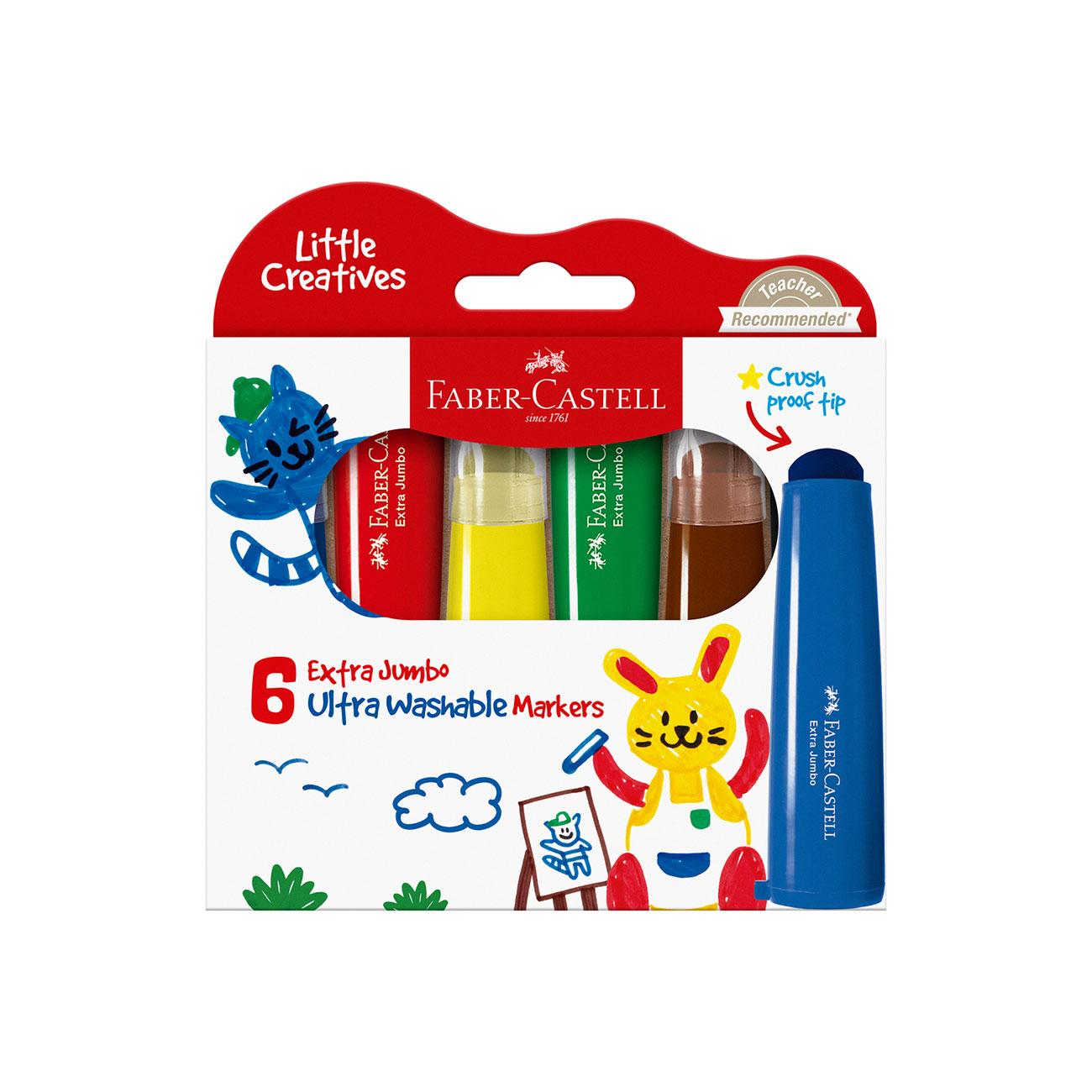 Faber-Castell Флумастери Jumbo, Ultra Washable, 6 цвята