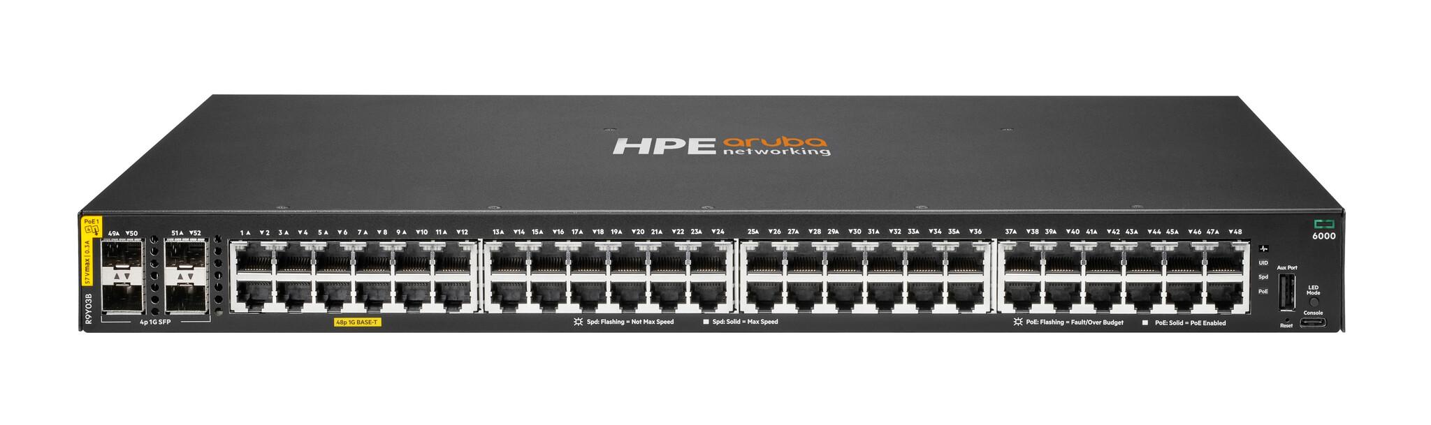 HPE Aruba Networking CX 6000 Управляем L2/L3 Gigabit Ethernet (10/100/1000) Захранване по Ethernet (PoE) 1U Черен | JAR Computers HPE Aruba Networking CX 6000 Управляем L2/L3 Gigabit Ethernet (10/100/1000) Захранване по Ethernet (PoE) 1U Черен