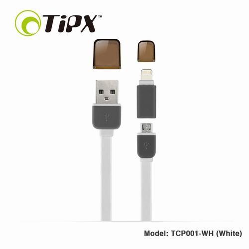 Кабел за Apple и устройства с MicroUSB - TIPX 2in1 Micro USB & Lightning Charge & Sync Cable (бял) | JAR Computers Кабел за Apple и устройства с MicroUSB - TIPX 2in1 Micro USB & Lightning Charge & Sync Cable (бял)