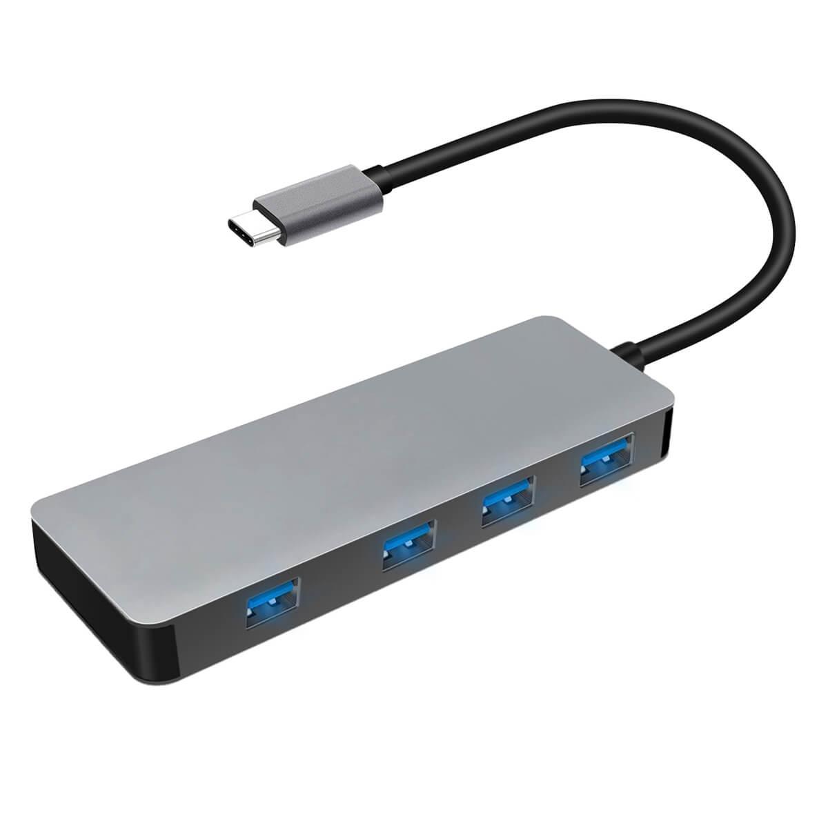 4-портов USB-C хъб за компютри и лаптопи с USB-C порт - Platinet Multimedia Adapter USB-C to USB 3.0 4-Port (тъмносив) | JAR Computers 4-портов USB-C хъб за компютри и лаптопи с USB-C порт - Platinet Multimedia Adapter USB-C to USB 3.0 4-Port (тъмносив)