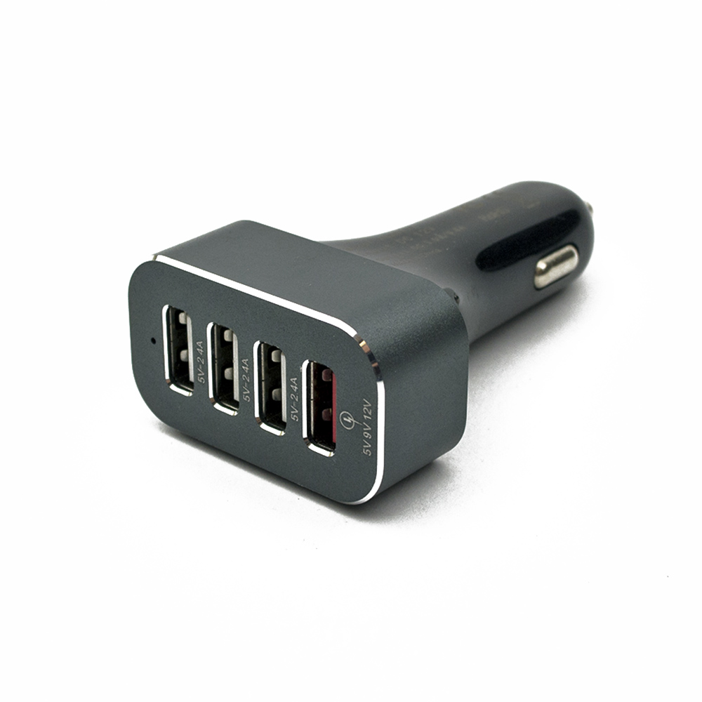 DC Adapter 4xUSB Ports DC 12-24V Car Travel Charger Adapter Black Quick Charge | JAR Computers DC Adapter 4xUSB Ports DC 12-24V Car Travel Charger Adapter Black Quick Charge