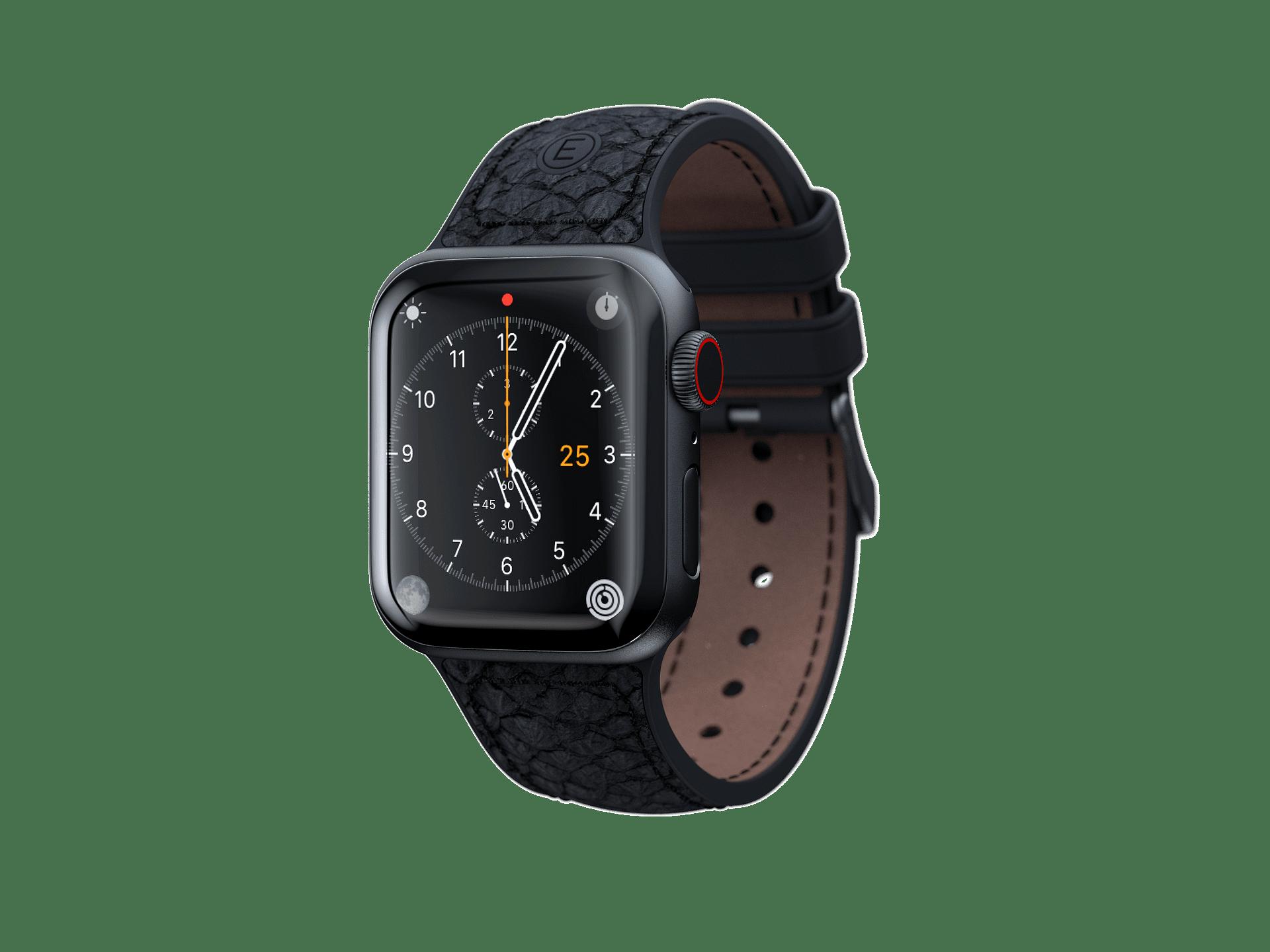 Каишка от кожа на сьомга Njord за Apple Watch 44/45 mm тъмно сива