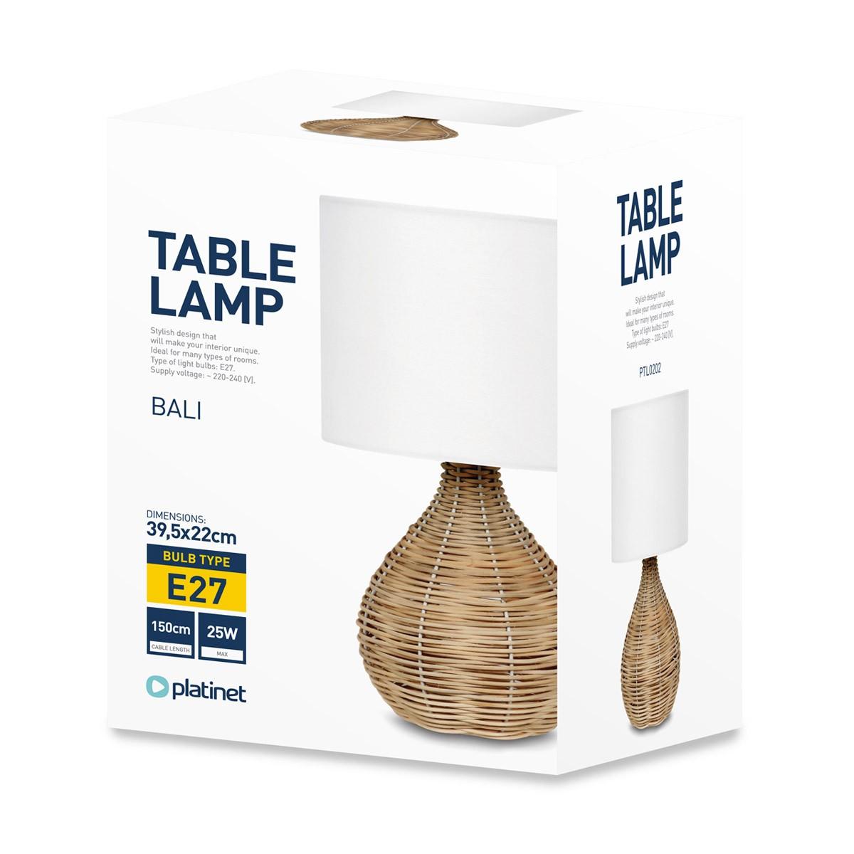 Настолна LED лампа (бял) - Platinet Table Rattan Lamp Bali 25W | JAR Computers Настолна LED лампа (бял) - Platinet Table Rattan Lamp Bali 25W