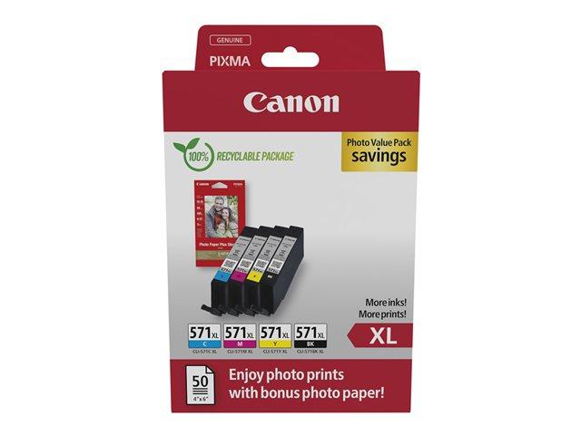 CANON CLI-571XL Ink Cartridge C/M/Y/BK + PHOTO PACK | JAR Computers CANON CLI-571XL Ink Cartridge C/M/Y/BK + PHOTO PACK