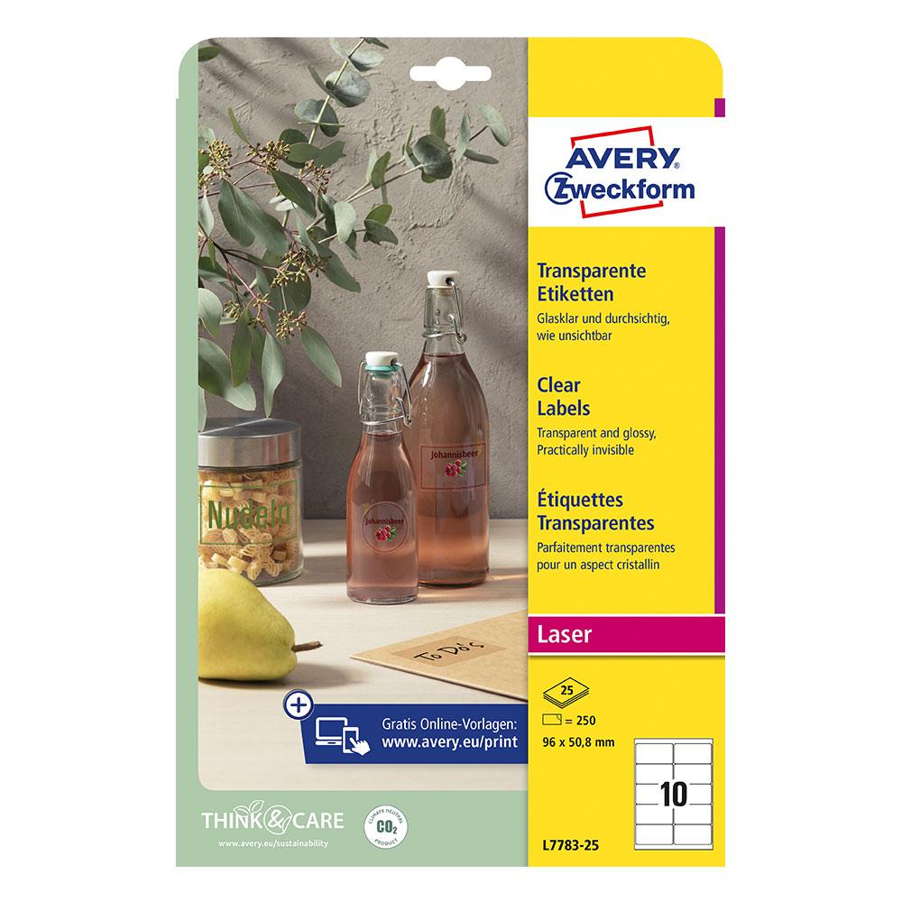 Етикети Avery прозр. 96/50.8 A4 10ет 25л