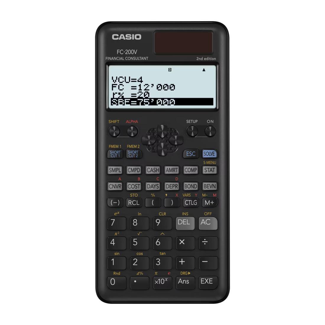 Калкулатор CASIO FC-200V-2, финансов, 10+2 dgt , 162х77х13.8 мм, черен | JAR Computers Калкулатор CASIO FC-200V-2, финансов, 10+2 dgt , 162х77х13.8 мм, черен
