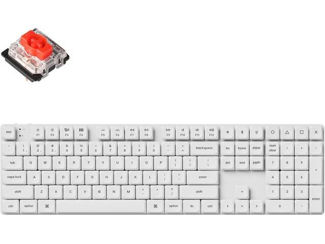 Keychron K5 Pro White QMK/VIA Full-Size Low-Profile Gateron Red Switch, White Backlight