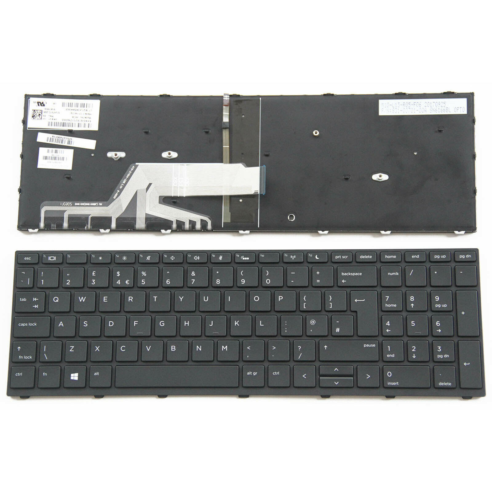 Клавиатура за лаптоп HP Probook 450 G5 455 G5 470 G5 Черна с Черна Рамка с Подсветка / Black Frame Black With Backlit | JAR Computers Клавиатура за лаптоп HP Probook 450 G5 455 G5 470 G5 Черна с Черна Рамка с Подсветка / Black Frame Black With Backlit