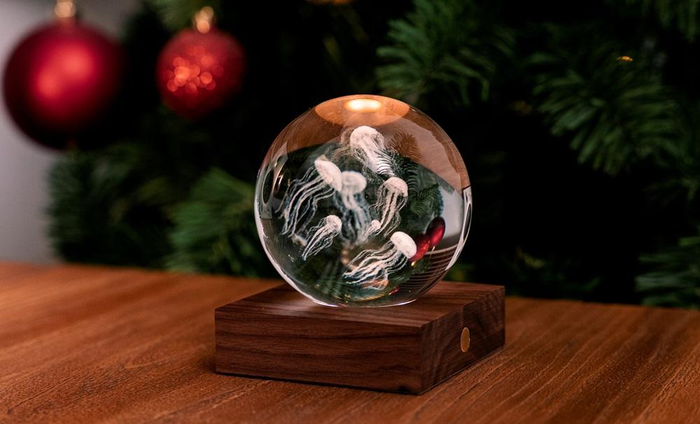 Нощна лампа Gingko Amber Crystal Light Jellyfish