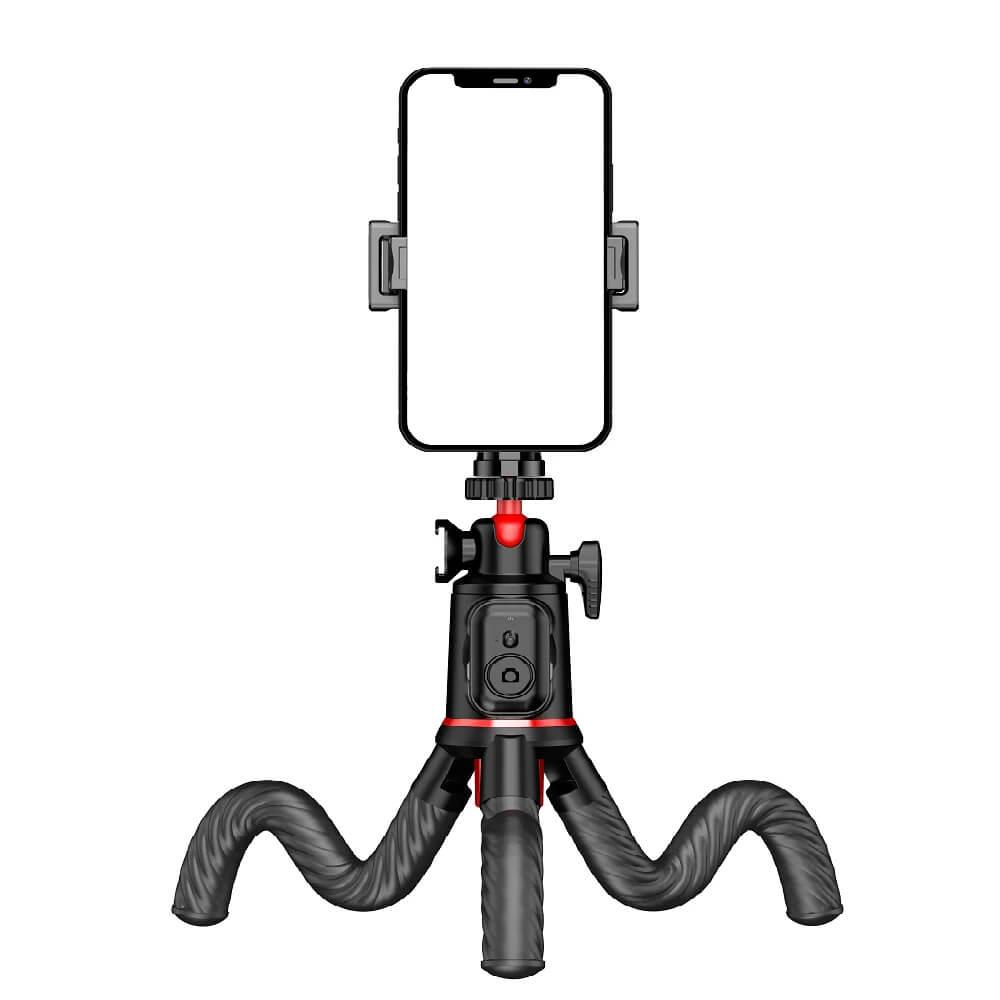 Techsuit C03 Flexible Bluetooth Tripod Selfie Stick - разтегаем безжичен селфи стик за мобилни телефони (черен)