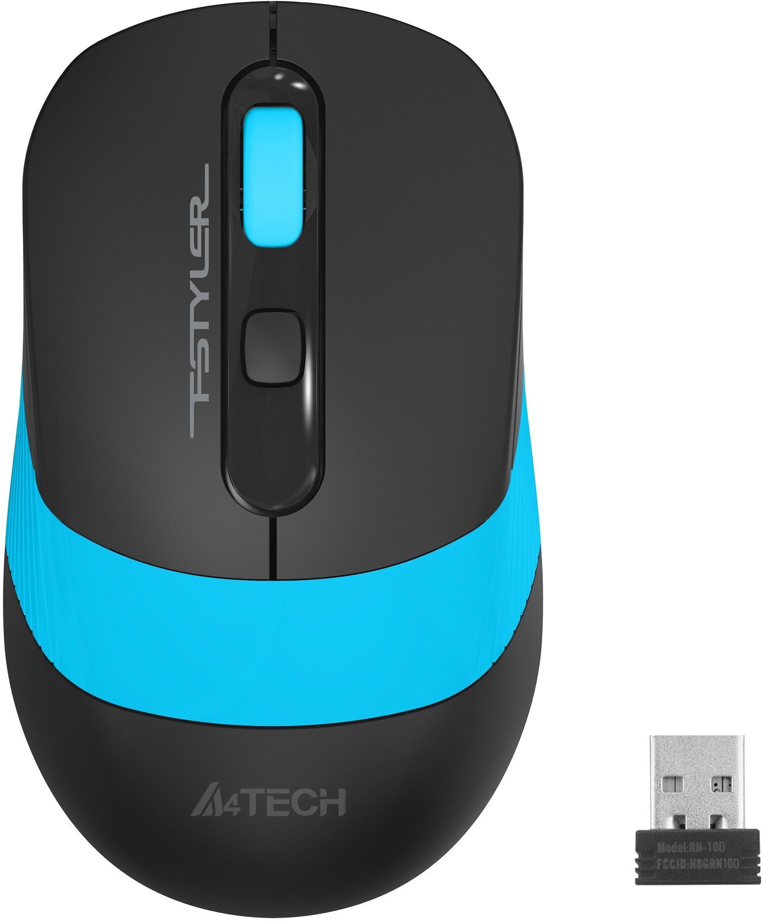 Мишка A4tech - FG10S Blue Fstyler Silent click, оптична, безжична, черна/синя