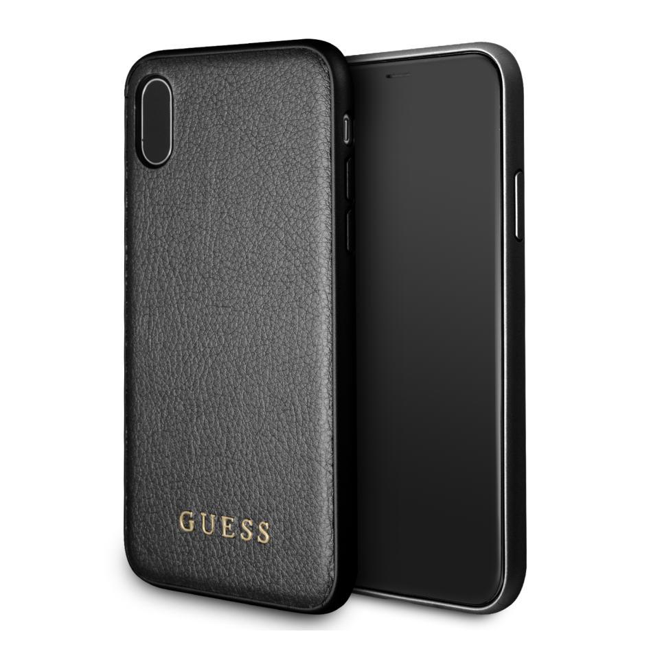 Дизайнерски кожен кейс за iPhone X, iPhone XS - Guess Iridescent Leather Hard Case (черен) | JAR Computers Дизайнерски кожен кейс за iPhone X, iPhone XS - Guess Iridescent Leather Hard Case (черен)