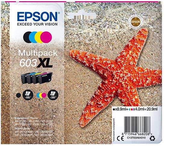 Комплект 4 глави за Epson Expression Home XP-2100/XP-3100/XP-4100 Series - Ink - HIGH CAPACITY - /603XL/ / C13T03A64010 - BK/C/M/Y - XL - Multipack - PN C13T03A64010 | JAR Computers Комплект 4 глави за Epson Expression Home XP-2100/XP-3100/XP-4100 Series - Ink - HIGH CAPACITY - /603XL/ / C13T03A64010 - BK/C/M/Y - XL - Multipack - PN C13T03A64010
