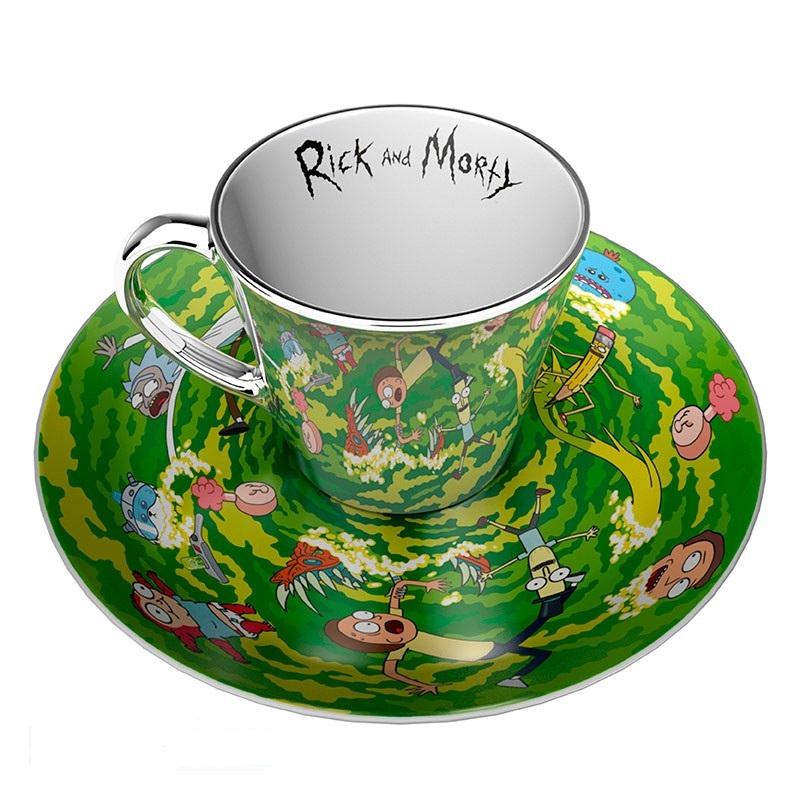 Комплект ABYSTYLE RICK AND MORTY Mirror mug &amp; plate set Portal, Чаша, Подложка