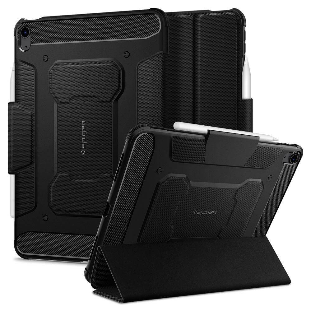 Spigen Rugged Armor Pro Case - хибриден удароустойчив кейс с поставка за iPad Air 5 (2022), iPad Air 4 (2020) (черен)