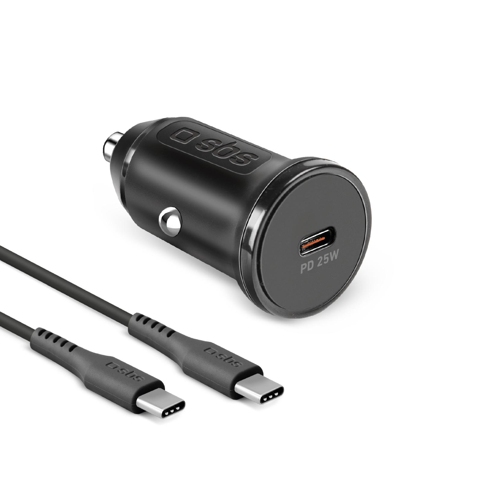 Зарядно за автомобил комплект SBS 34709 PD 25W  + USB-C USB-C кабел