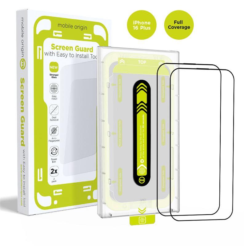 2 броя калени стъклени защитни покрития за дисплея на iPhone 16 Plus - Mobile Origin Screen Guard Tempered Glass 2 Pack (черен-прозрачен) | JAR Computers 2 броя калени стъклени защитни покрития за дисплея на iPhone 16 Plus - Mobile Origin Screen Guard Tempered Glass 2 Pack (черен-прозрачен)