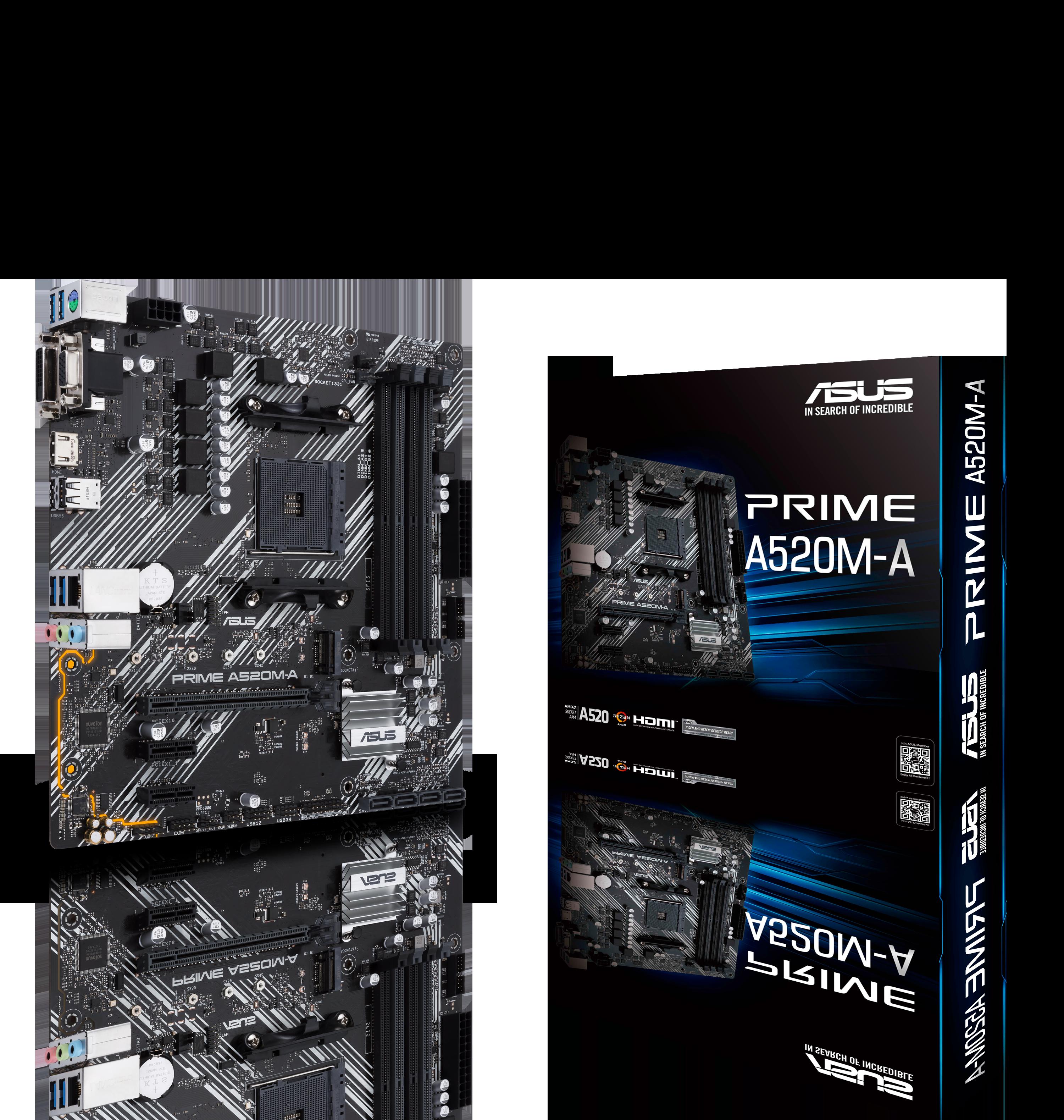 Дънна платка Asus Motherboard Prime A520M-A II / 90MB17H0-M0EAYC - Black / Light gray - PN 90MB17H0-M0EAYC | JAR Computers Дънна платка Asus Motherboard Prime A520M-A II / 90MB17H0-M0EAYC - Black / Light gray - PN 90MB17H0-M0EAYC