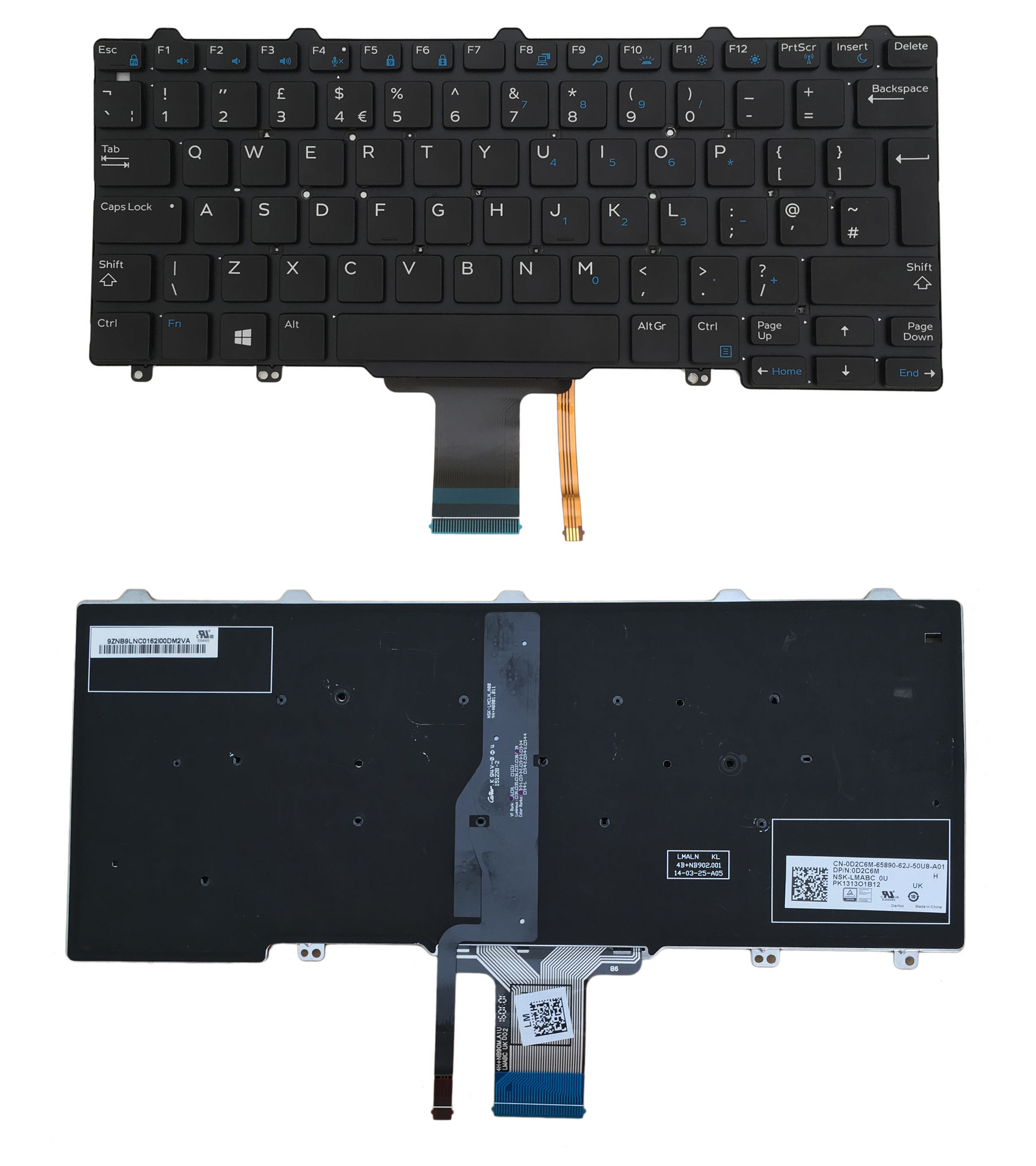 Клавиатура за лаптоп Dell Latitude E7250 Черна Без Рамка (Голям Ентър) с Подсветка / Black Without Frame UK With Backlit | JAR Computers Клавиатура за лаптоп Dell Latitude E7250 Черна Без Рамка (Голям Ентър) с Подсветка / Black Without Frame UK With Backlit