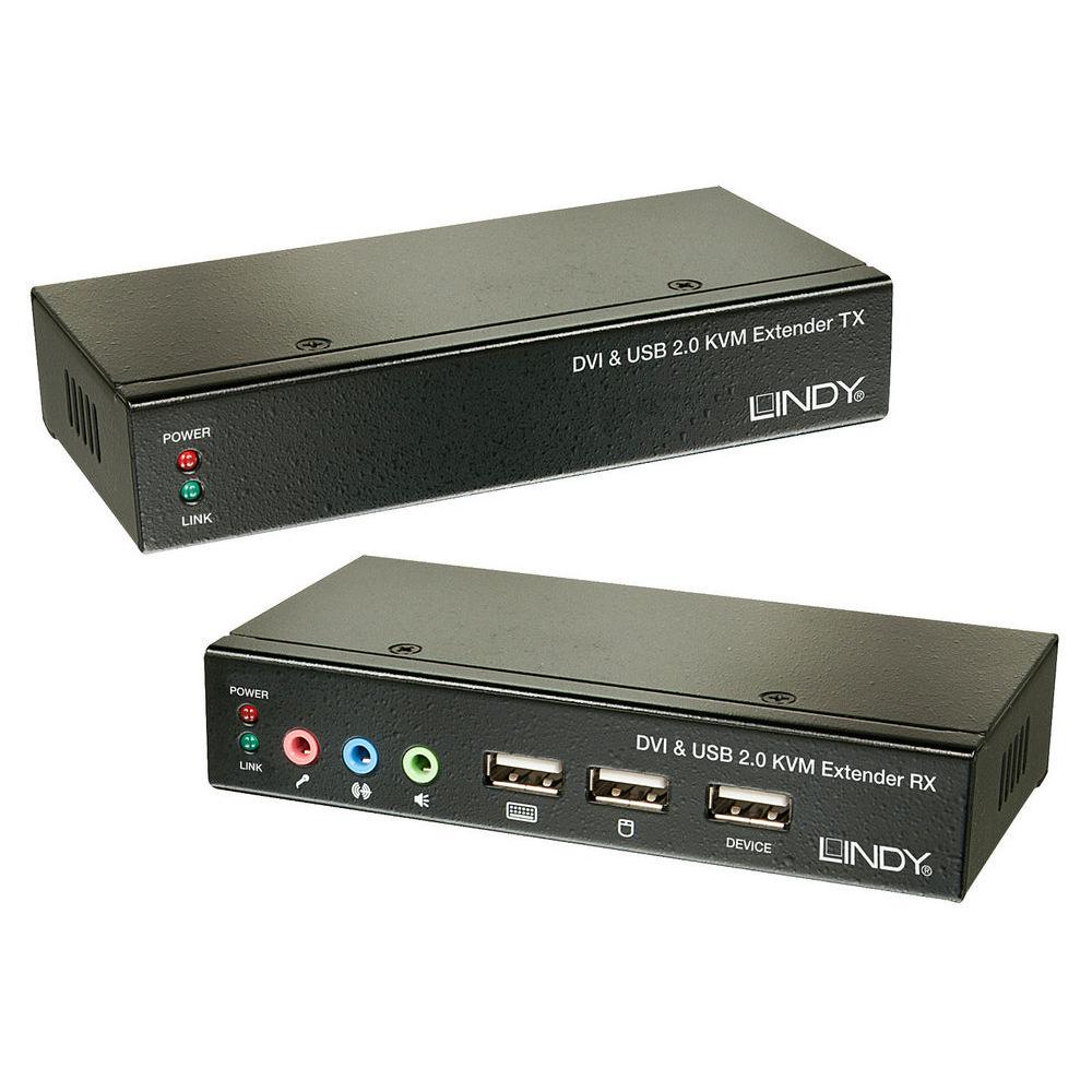LINDY LNY-39377 :: DVI-D Single Link, USB & Audio KVM екстендър, Cat. 6, 50.0 м