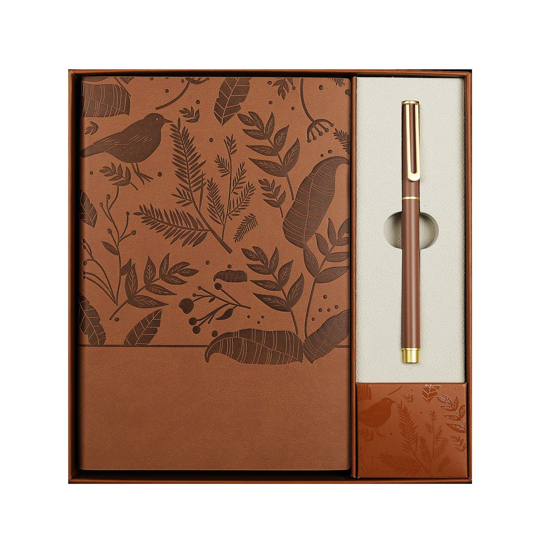 Office 1 Комплект тефтер и химикалка Floral Brown, в кутия, кафяви | JAR Computers Office 1 Комплект тефтер и химикалка Floral Brown, в кутия, кафяви