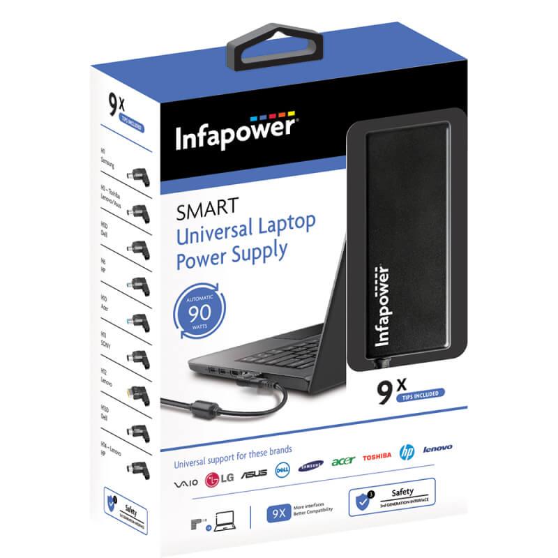 Универсално захранване 90W за лаптопи - Infapower P034 90W Laptop Automatic Power Supply (черен) | JAR Computers Универсално захранване 90W за лаптопи - Infapower P034 90W Laptop Automatic Power Supply (черен)