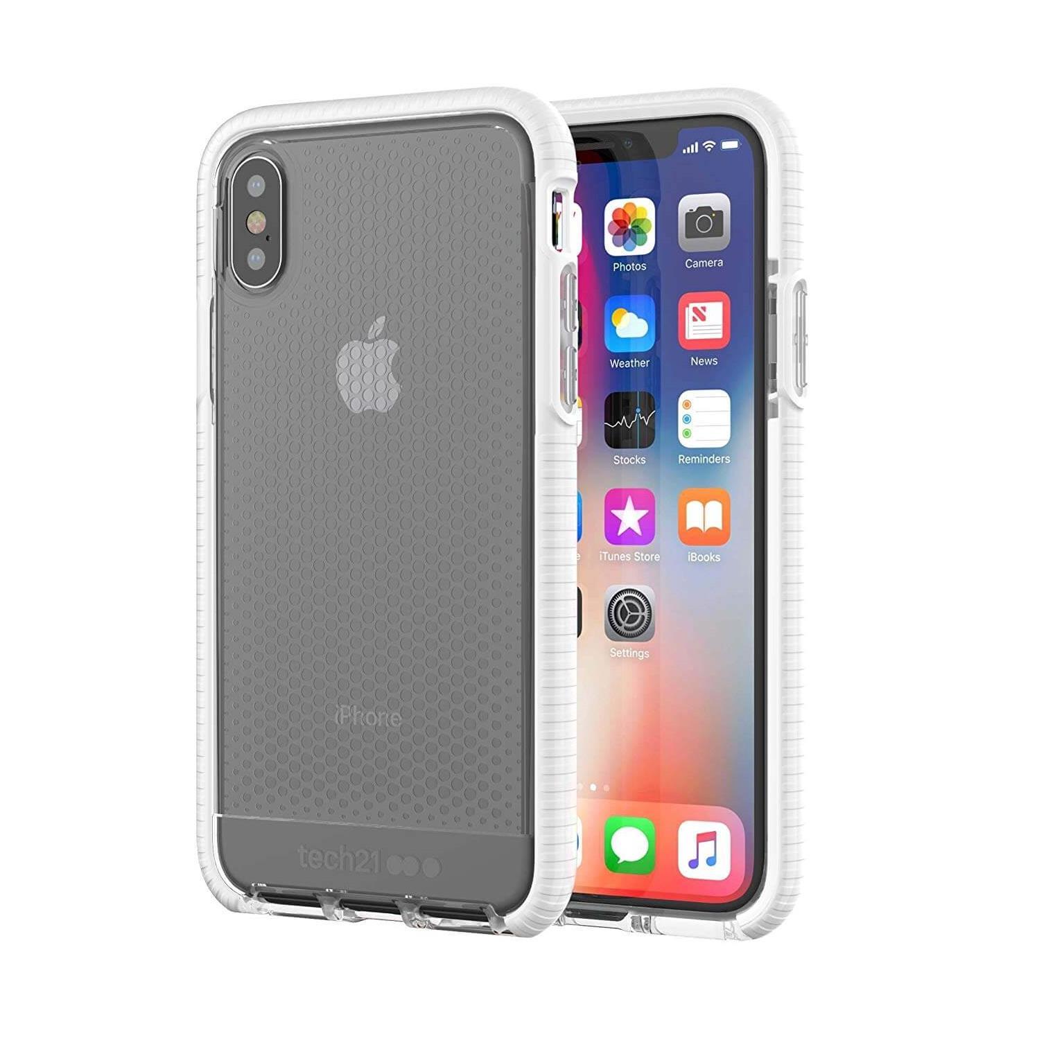 Хибриден кейс с висока защита за iPhone XS, iPhone X - Tech21 Evo Check Case (бял-прозрачен) | JAR Computers Хибриден кейс с висока защита за iPhone XS, iPhone X - Tech21 Evo Check Case (бял-прозрачен)