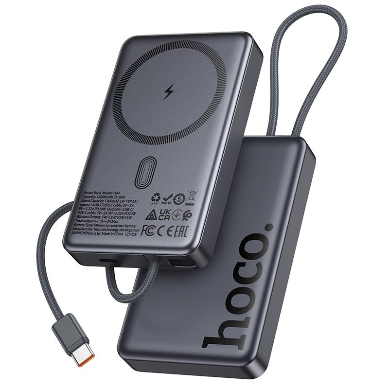 HOCO Power Bank 10000 mAh 20W, Wireless, Magnetic Origen /сив/ - Q44 | JAR Computers HOCO Power Bank 10000 mAh 20W, Wireless, Magnetic Origen /сив/ - Q44