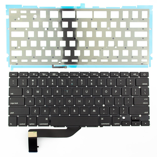 Клавиатура за лаптоп Apple MacBook Pro A1398 15.4" Черна Без Рамка с Малък Enter (US) и с Подсветка | JAR Computers Клавиатура за лаптоп Apple MacBook Pro A1398 15.4" Черна Без Рамка с Малък Enter (US) и с Подсветка