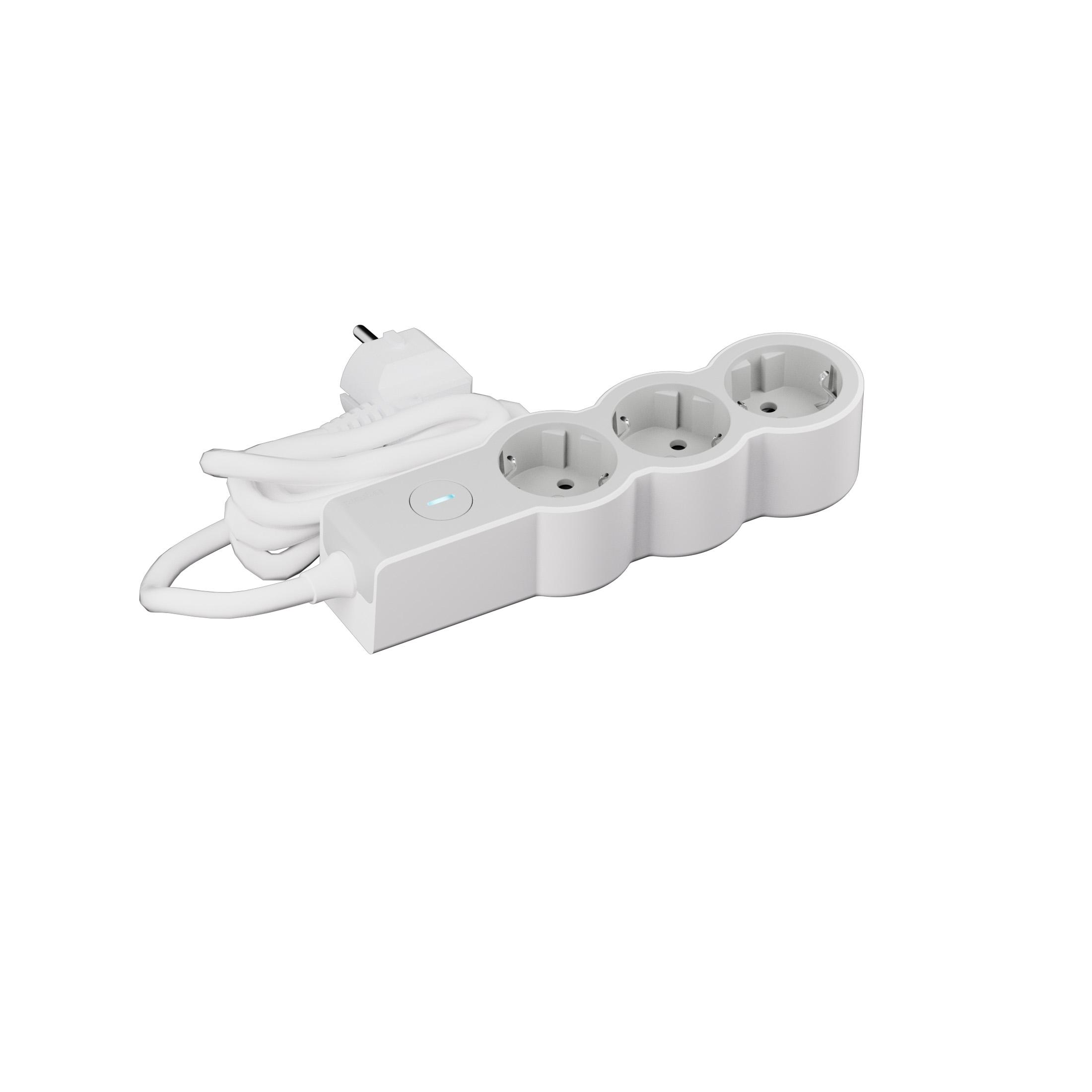 694434 Разклонител шуко 3X2P+E, защита, кабел 3 м, бяло/сиво, Legrand
