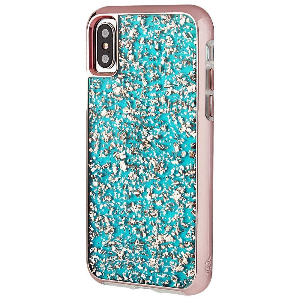 Дизайнерски кейс с елементи от розово злато и висока защита за iPhone XS, iPhone X - CaseMate Karat Case (син) | JAR Computers Дизайнерски кейс с елементи от розово злато и висока защита за iPhone XS, iPhone X - CaseMate Karat Case (син)
