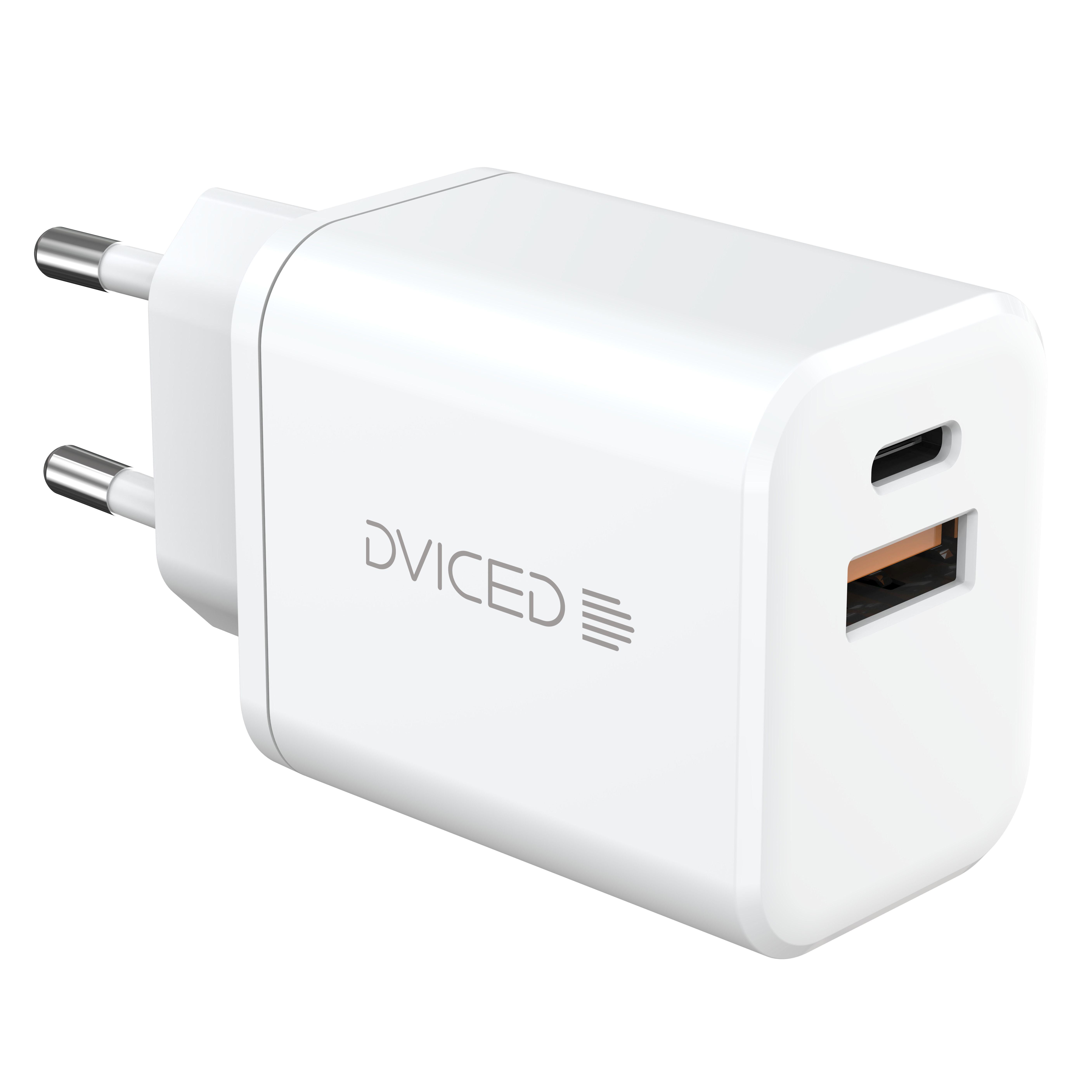 Dviced Wall charger 35W GaN 1 USB-A, 1 USB-C EU - White | JAR Computers Dviced Wall charger 35W GaN 1 USB-A, 1 USB-C EU - White